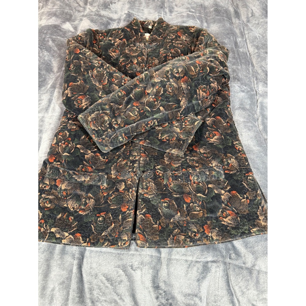 Red Peony Shanghai China Floral Velvet Jacket Asian Style L‎